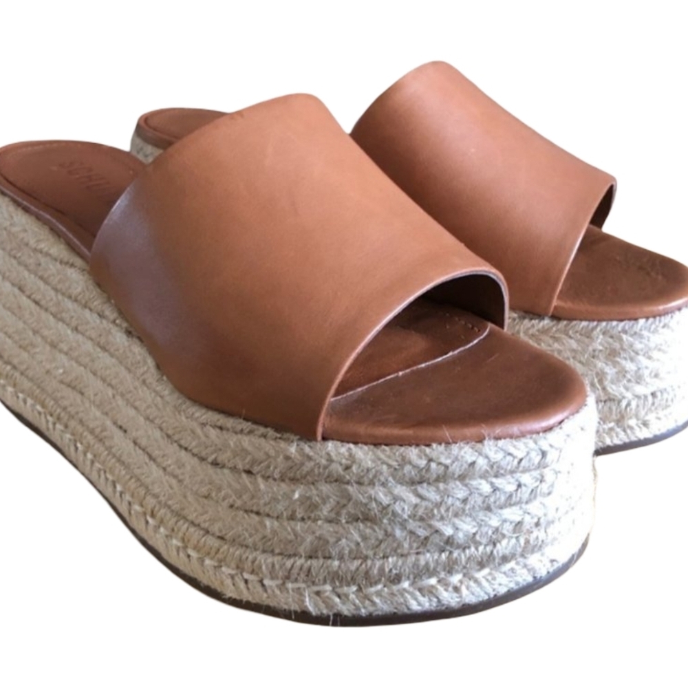 Schutz Marih Weekend Atanado Leather Platform Espadrilles Size 9.5 NWOT